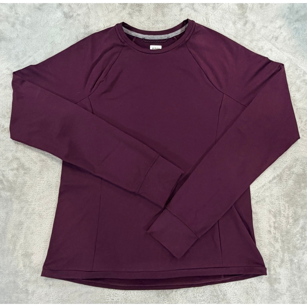 PrAna Womens Ice Flow Crew Neck Pullover Fleece Mid Layer Maroon Burgundy XL